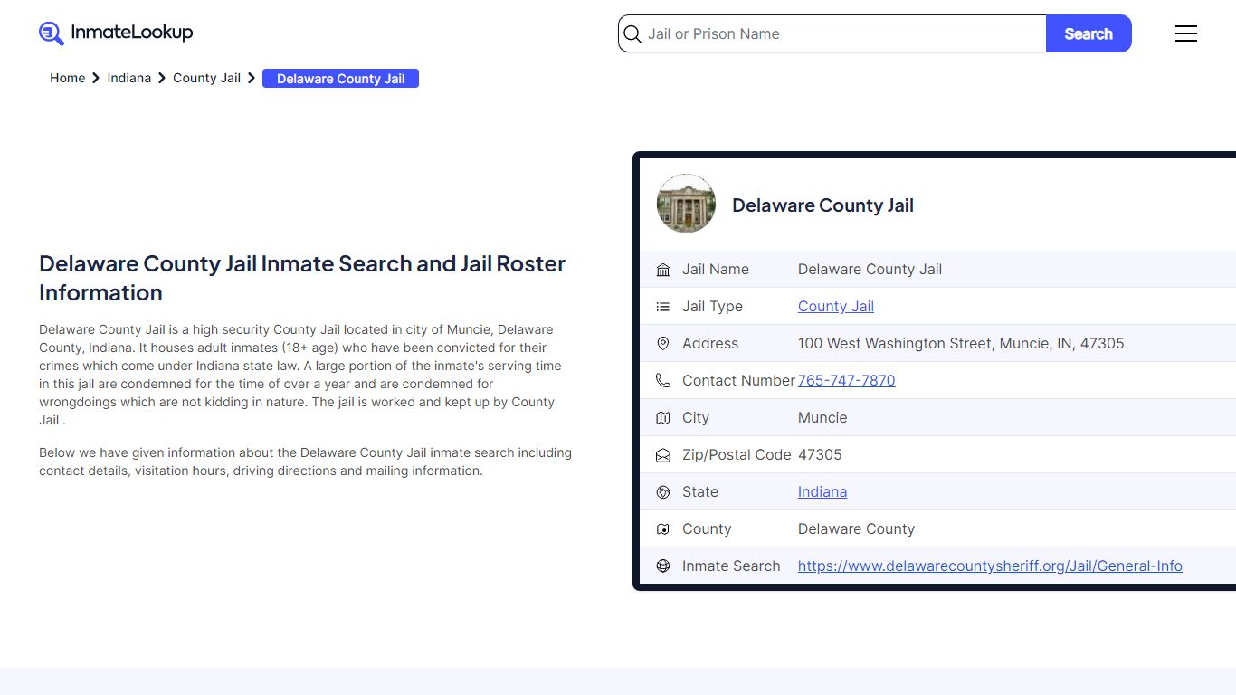 Delaware County Jail Inmate Search and Jail Roster Information